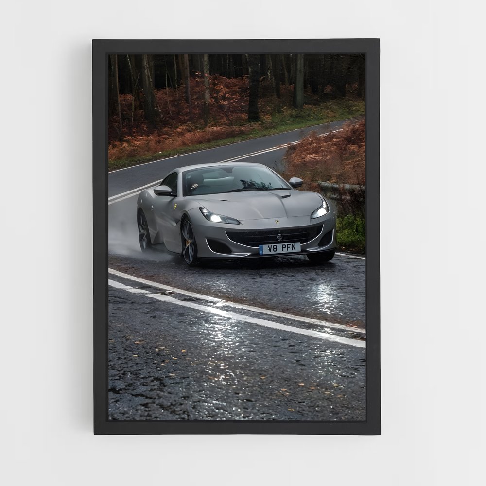 Poster Route Pluvieuse – affiche Ferrari (vue 2)